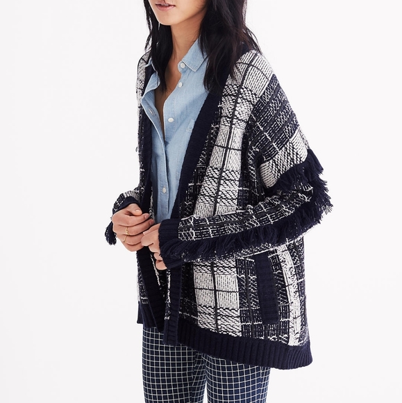 Madewell Plaid Fringe Cardigan - Picture 2 of 10